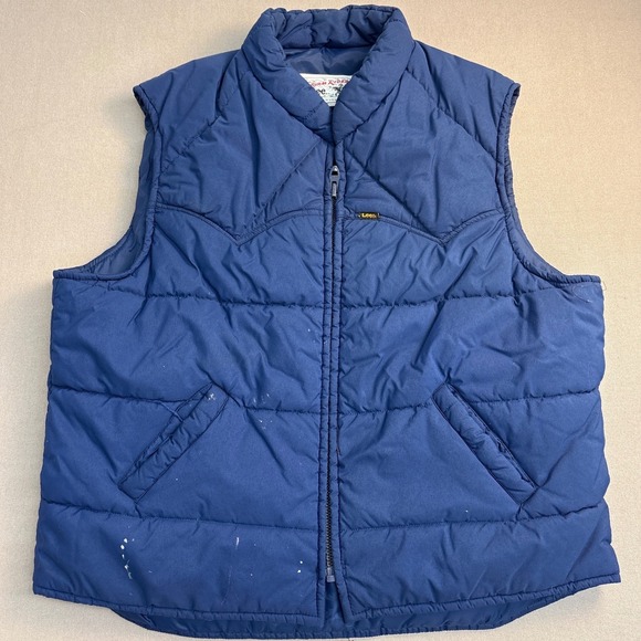 Lee Other - Vintage Lee Storm Rider Puffer Vest Mens XL Navy Blue Quilted Western USA